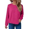 Women's Fashion Loose Round Neck T-Shirt Solid Color Casual Long Sleeve Top