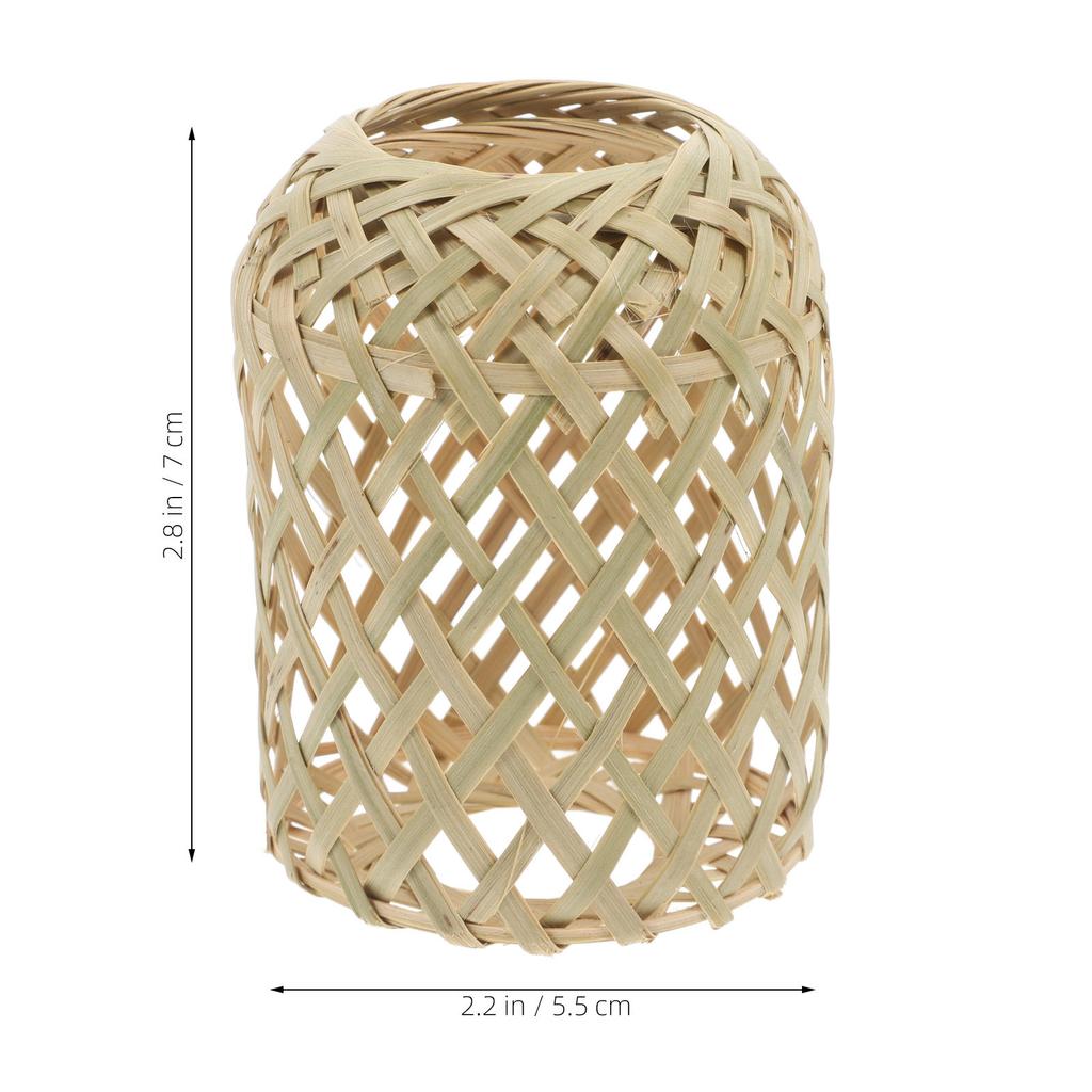 Bamboo Woven Lamp Shade Rustic Style Hanging Pendant Lamp Cover Soft Light Decoration for Home Cafe Restaurant Wedding