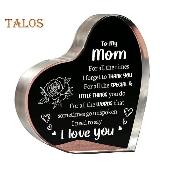 

Настільна прикраса з акрилового блоку у формі серця. Окремо стоїть прикраса у вигляді серця. Подарунок для матері, батька, дружини, чоловіка A