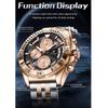 Men Chronograph Watches Stainless Steel Analog Quartz Wrist Watch Waterproof Luminous Date Business Dress Watch for Men
