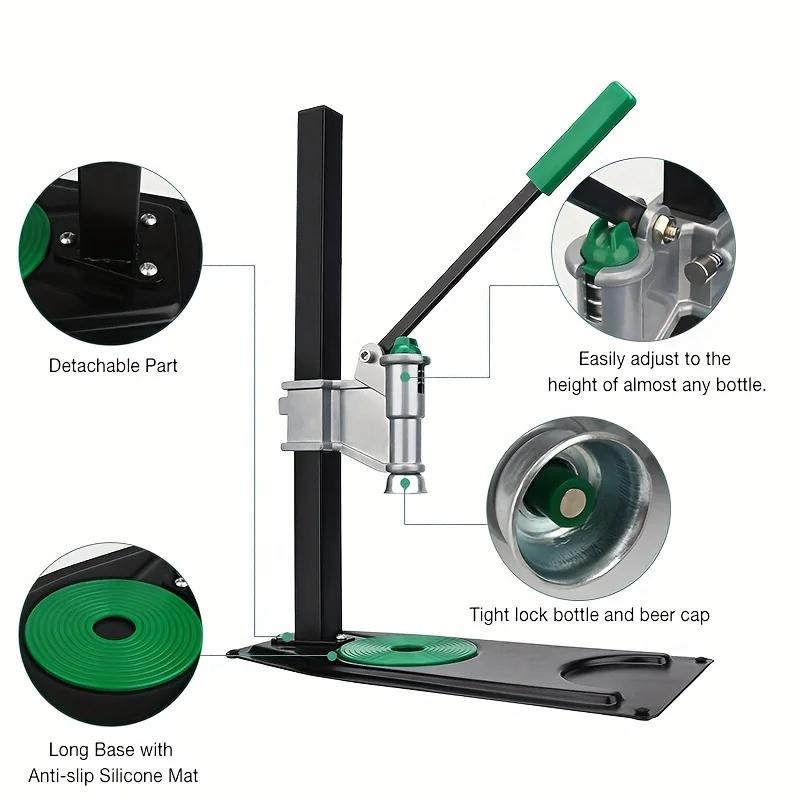 Adjustable Bench Bottle Capper Metal Lever Type Capping Machine Brew Wine Bottle Cap Pressing Beer Bottles Capper for  Brewing