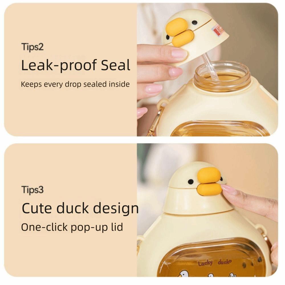 Duck Shape Cute Duck Bottle with Straw Large-Capacity Big Belly Cup Big Belly Water Bottle  Cycling