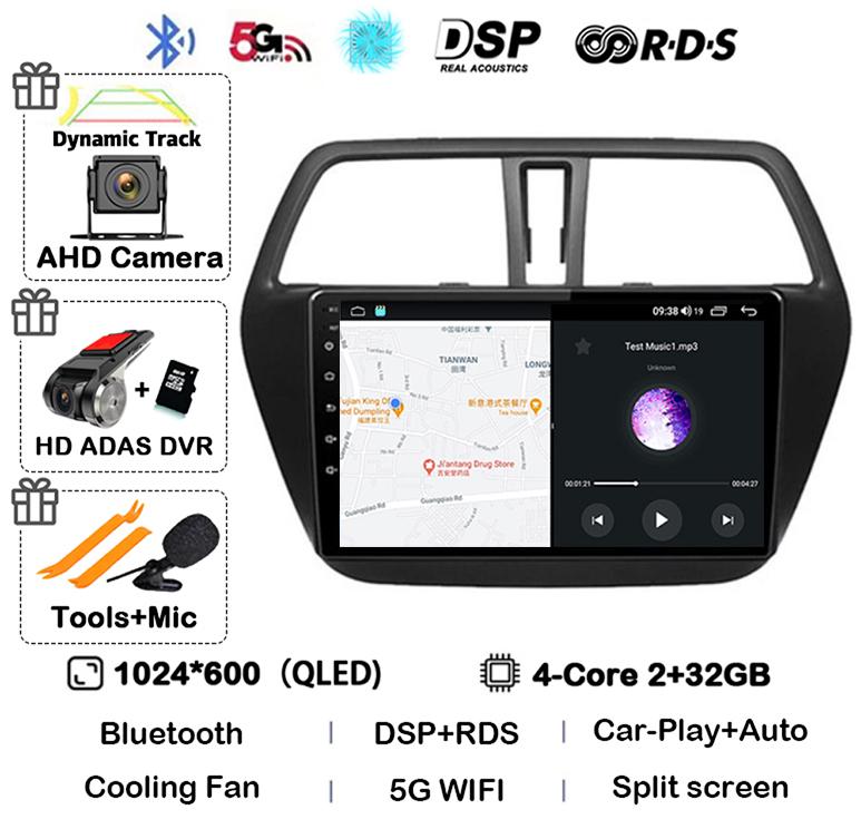 Android 14 Carplay WIFI 4G For Suzuki S-Cross SX4 2014 2015 2016 2017 Auto Car Radio GPS Multimedia Player Stereo Head Unit DSP