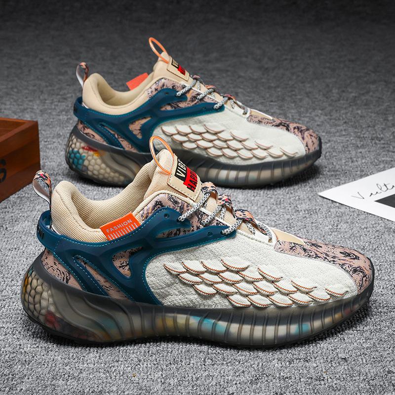 New men's shoes fish scale net coconut shoes country youth popcorn sneakers Leather