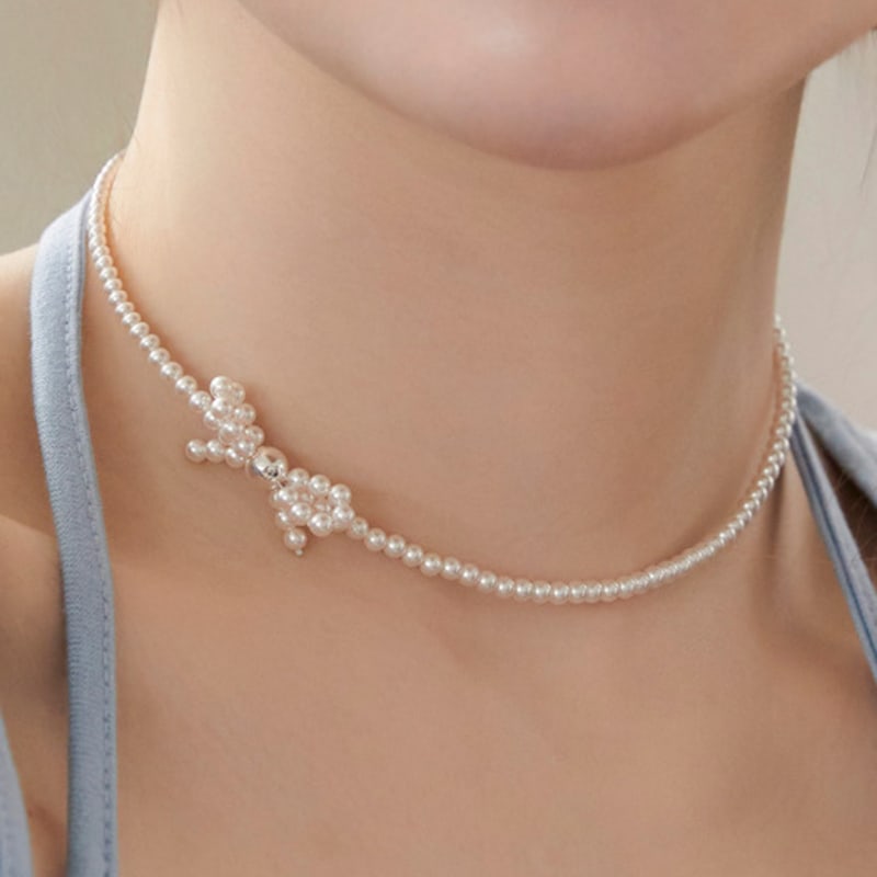 dmoment Amelia Pearl RB 925 Silver Choker