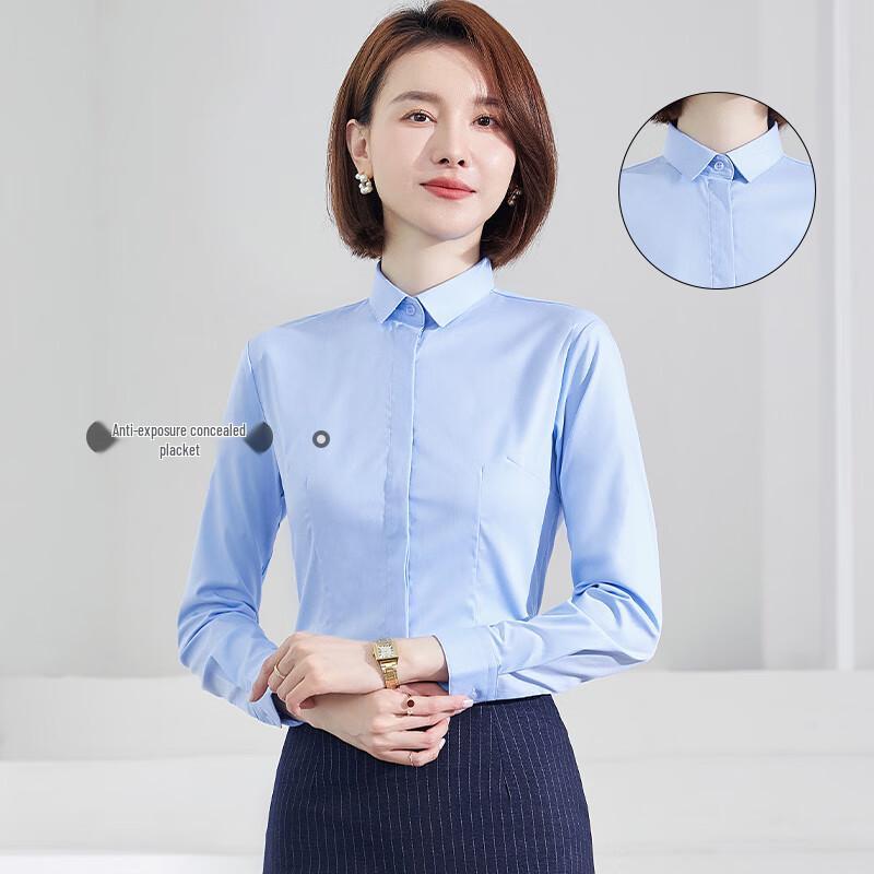 Tiluoman 60% Cotton Small Point Collar Long Sleeve Work Shirt