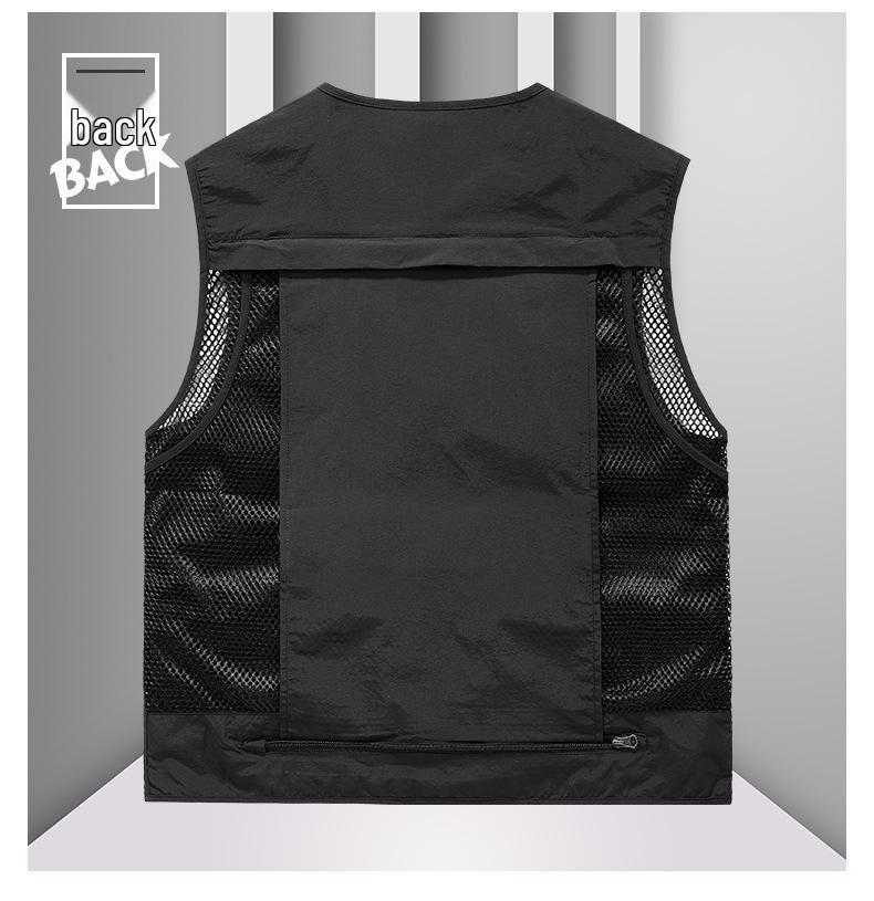 Vestă de plasă cu buzunare multiple pentru bărbați cu uscare rapidă pentru pescuit și fotografie - Primăvară/Toamnă