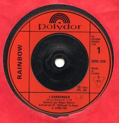 7inch Record RAINBOW - I Surrender 2095339 Polydor 1981 France Rock Used