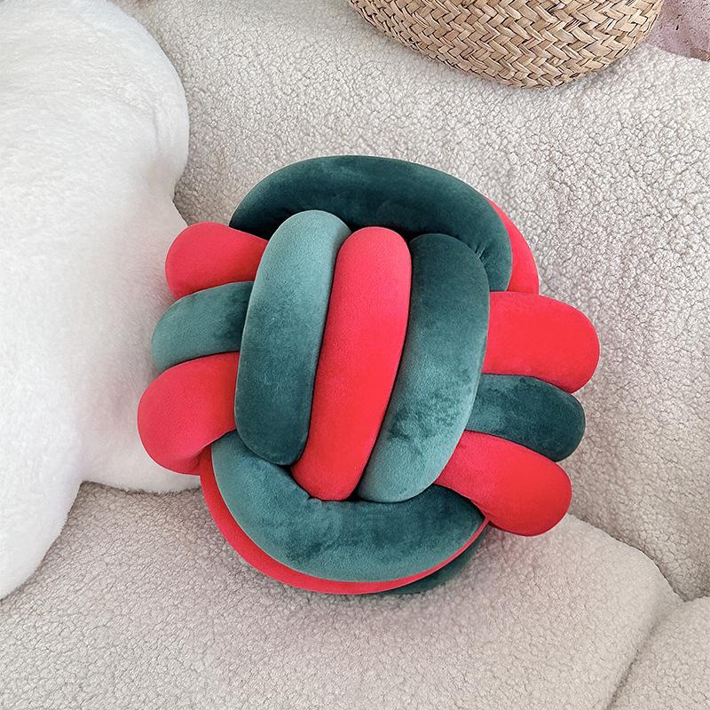 Knotted Ball Sofa Color-blocked Throw Pillows Woven Cushions Decorated Bay Window Cushions Long-term Sitting Pillows
