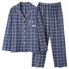 PHOLEEY Cotton Long Sleeve Pajamas Check Pattern Men's 100% Set, Spring/Autumn Loungewear,