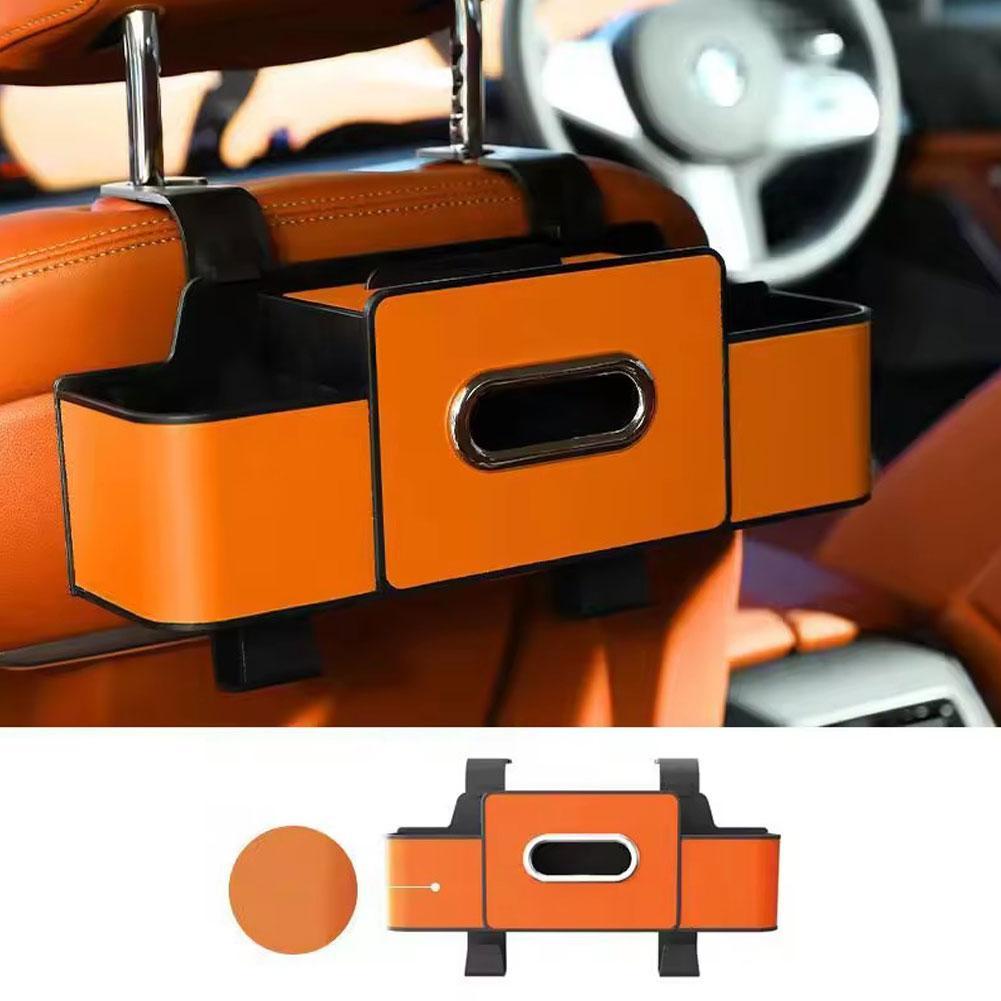 Car Multifunctional Tissue Storage Box Under Seat Auto Back Seat Paper Bag Place Water Cup Holder Hanging Hook Organizer