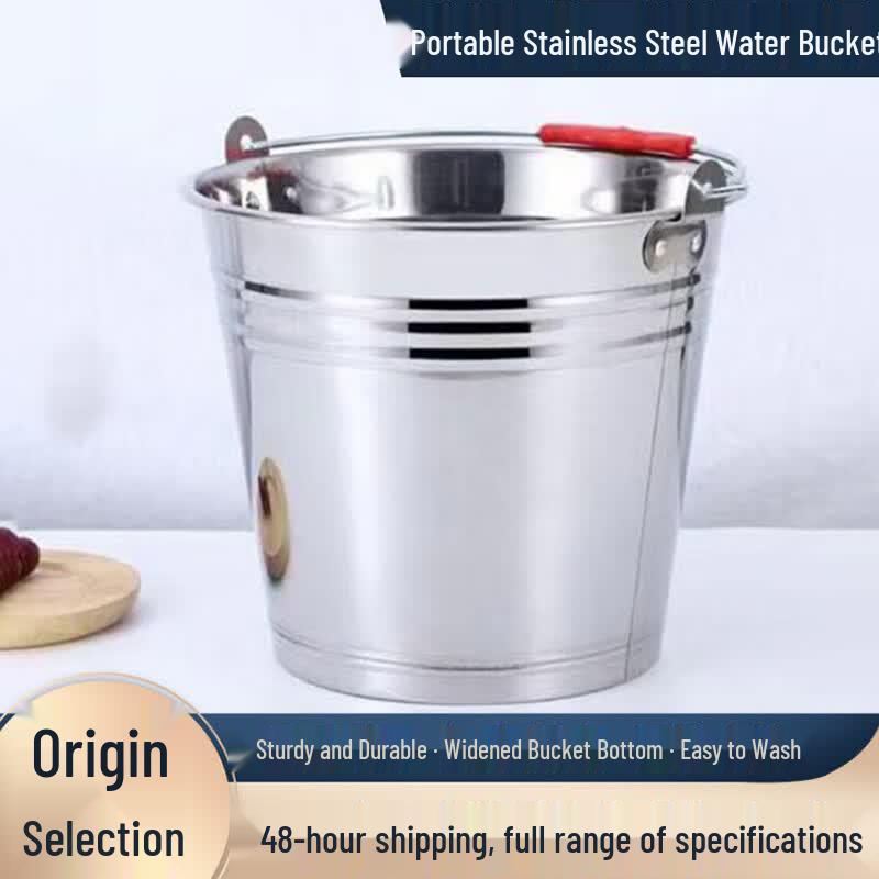Extra Thick Stainless Steel Portable Water Bucket 36CM/20L
