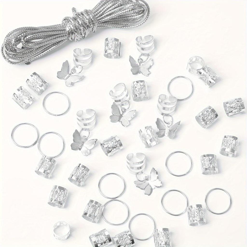 36pcs Butterfly Dreadlock Hair Rings - Stylish and Popular European & American Design
