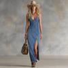 Spring/summer Buttoned Sleeveless Denim Dress, Vintage Fashionable Slimming Dress for Women