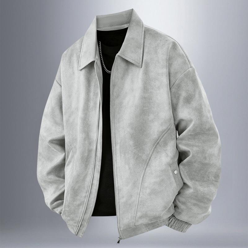 Men s Spring Casual Loose Motorcycle Jacket Coat with Lapel Zipper - American Trendy Brand. XL (For 145-165 jin)