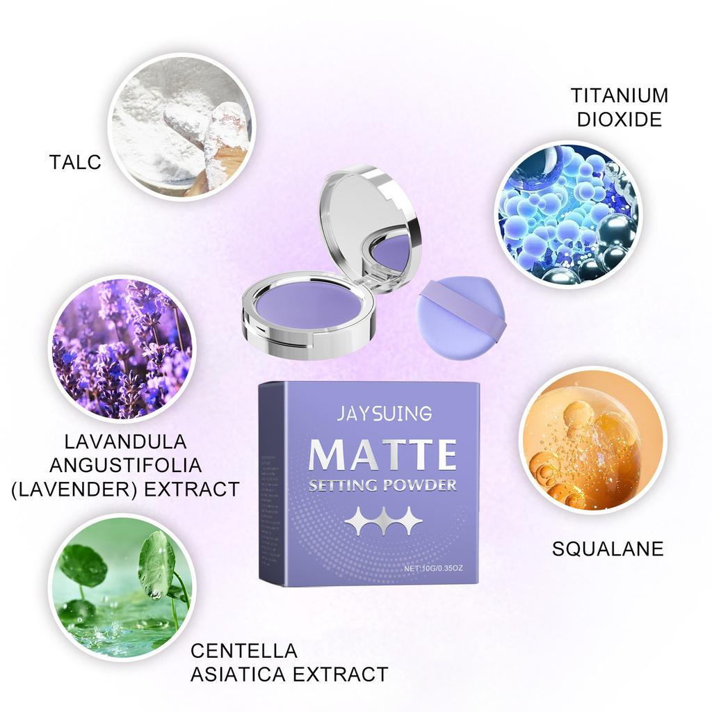 Kontrolní prášek s levandulovým olejem, spárovaný s nádechem, poskytuje hedvábnou a dlouhotrvající kontrolu mastnoty, vytváří hladkou pokožku