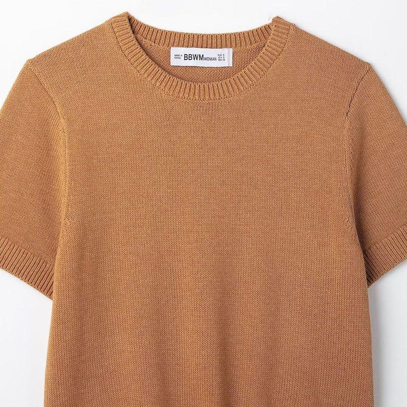 Kaslead New Women clothes Western Style Fashion Simple and Versatile Short sleeve Plain Stitch Top 5536036