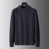 Men's Plus Size 100% Merino Wool Half-Zip Stand Collar Sweater