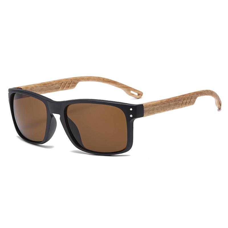 

Солнцезащитные очки квадратной формы с ретро-текстурой дерева, 2025: Мужской европейский и американский стиль с цветной пленкой