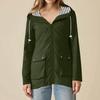 Women Stripe Rain Jacket Outdoor Plus Hooded Raincoat Windproof