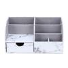 KINGFOM PU Leather Desk Storage Desktop Organizer with Drawers for Pen and Stationery Remote Small and Miscellaneous Items Marble Box/Case, Pencils,