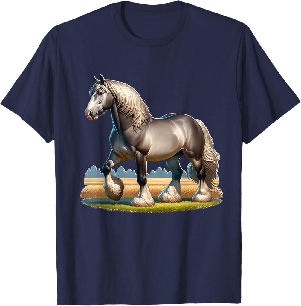 Majestic Belgian Draft Horse Graphic Print Men's Casual Cotton T-Shirt Trip Wear