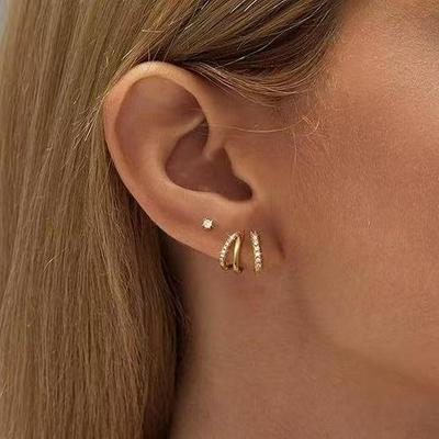 High-End Zircon Inlaid Versatile Earrings: European & American Niche Design