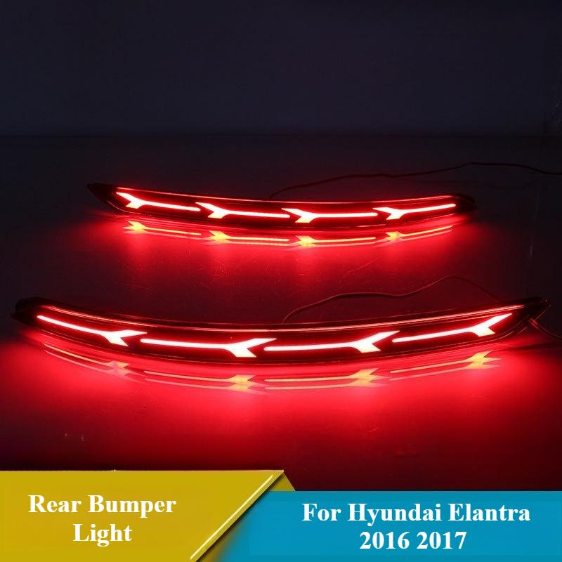 For Hyundai Elantra 2016 2017 2Pcs LED Rear Bumper Light Reflector Driving Brake Light Rear Fog Lamp Modification 12V Daylights