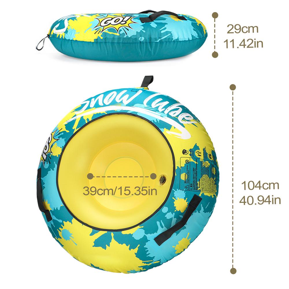 Snow Tube Inflatable Winter Snow Tube Sled Heavy Duty Snow Ski Tube for Outdoor Sledding with Thickened Handles and Oxford Cover