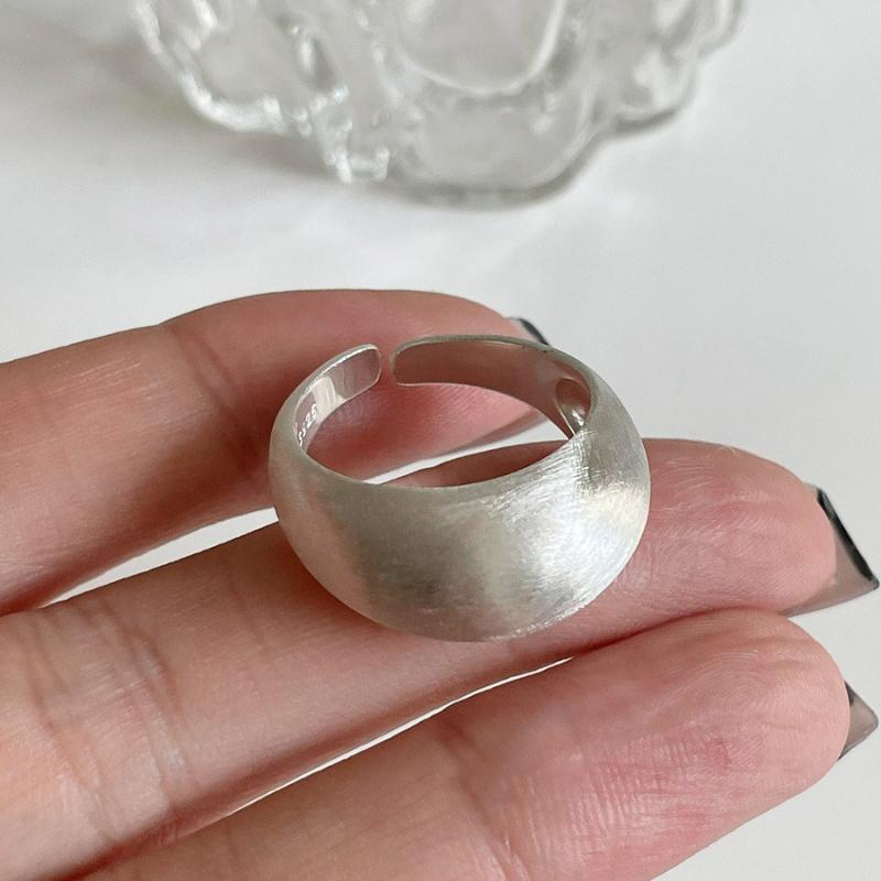 925 Silver Unique Oval Big Simple Ring For Women Jewelry Finger Adjustable Open Vintage Ring For Party Birthday Gift