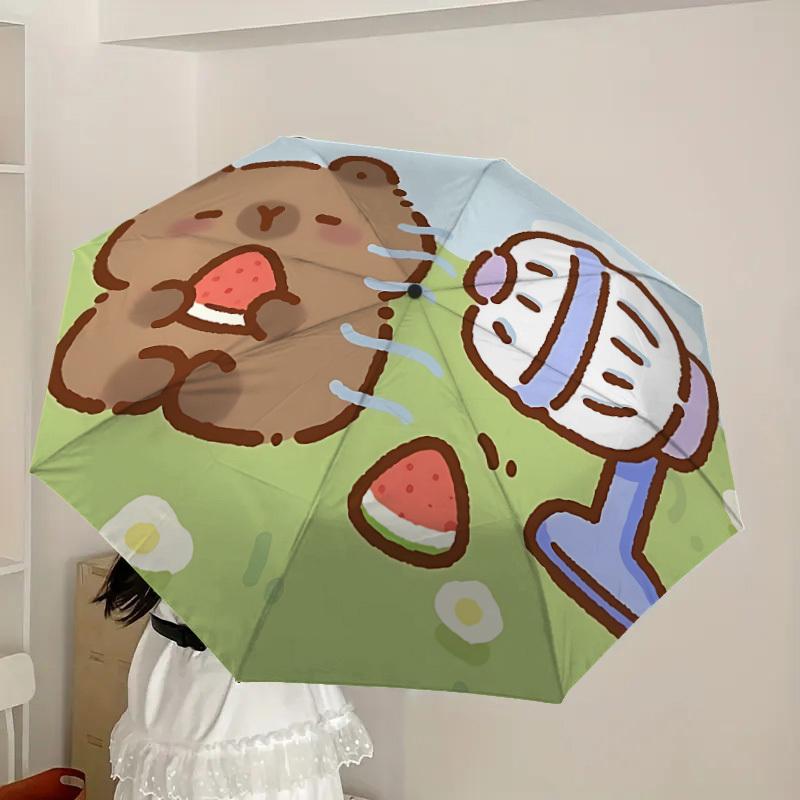 1 stuks Capybara, Bureauventilator Automatische Open/Sluit Paraplu, Compacte Opvouwbare Paraplu met Lichtgewicht Ontwerp voor Vrouwen/Mannen yy251028264