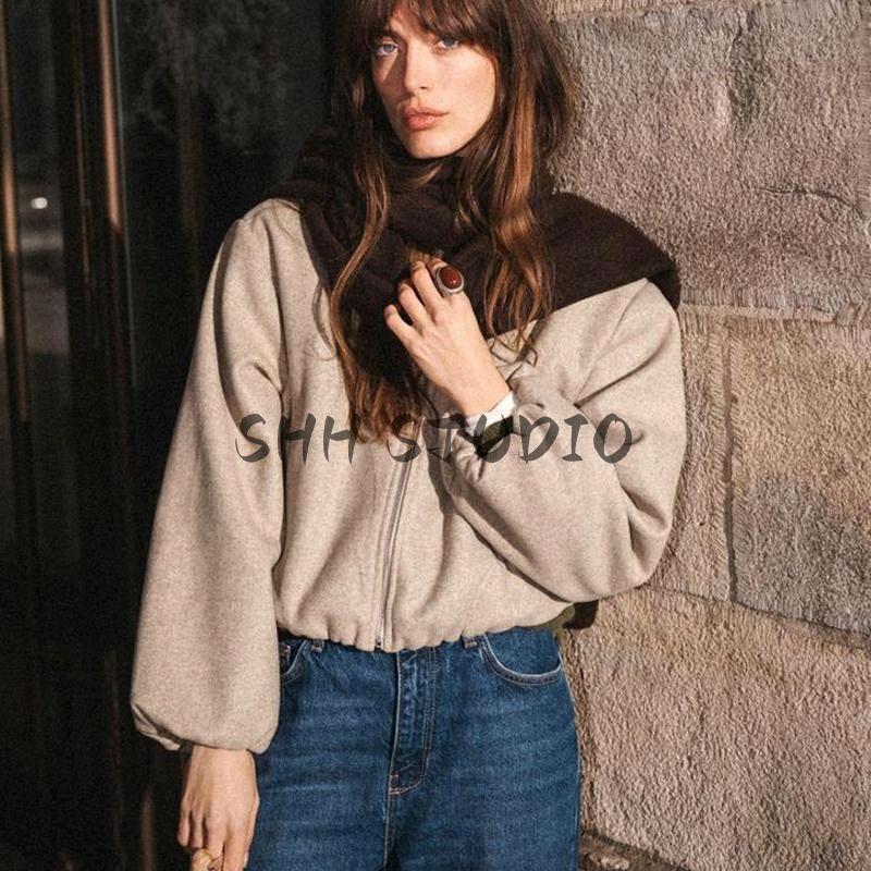 Spring New Women's Clothing Round Neck Long Sleeves Elastic Decorative Layer Soft Pilot Jacket Outwear 3046274