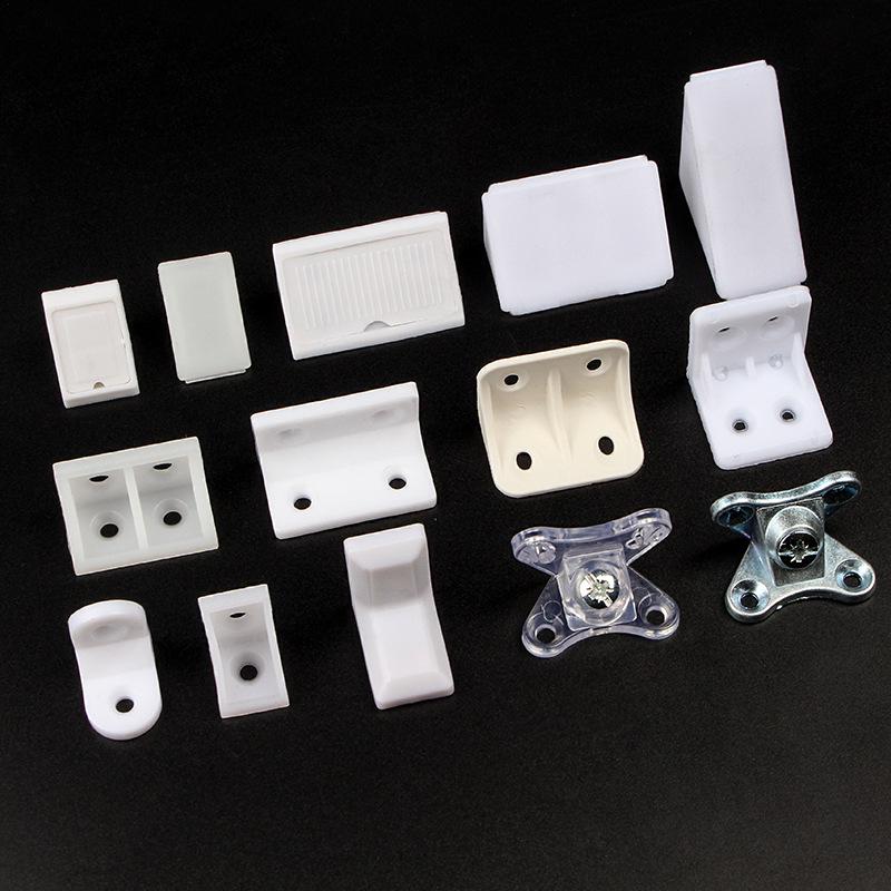 Thickened White Nylon Corner Bracket, L-Shaped 90 Degree, Triangular with Cover for Furniture Cabinet Connector