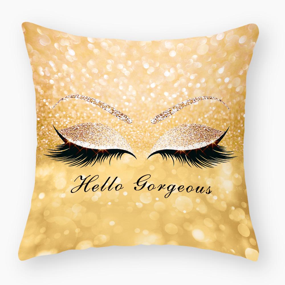 Ins Eyelash Printing Pillowcase Peach Leather Velvet Pillowcase Pillowcase Super Soft Pillowcase Sofa Decoration Pillow