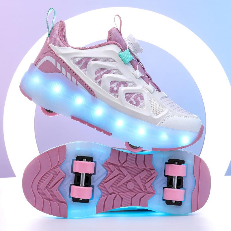Children's Shoes Four-wheel Boys' Luminous Shoes Removable Girls' Student Sports Shoes Luminous