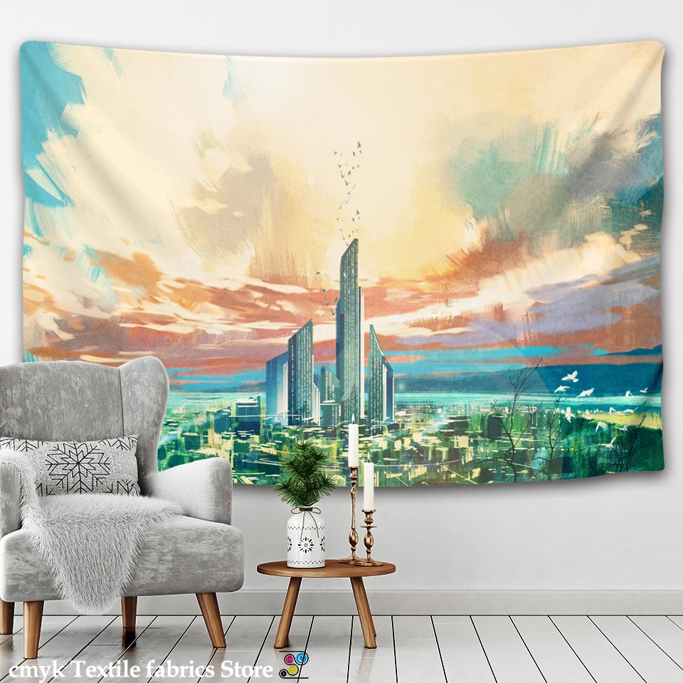 Live-Foto Klarer Berg und grünes Wasser Große Landschaft Bedruckter Wandteppich Psychedelischer Wandbehang Böhmische Wandkunst Wohndekor