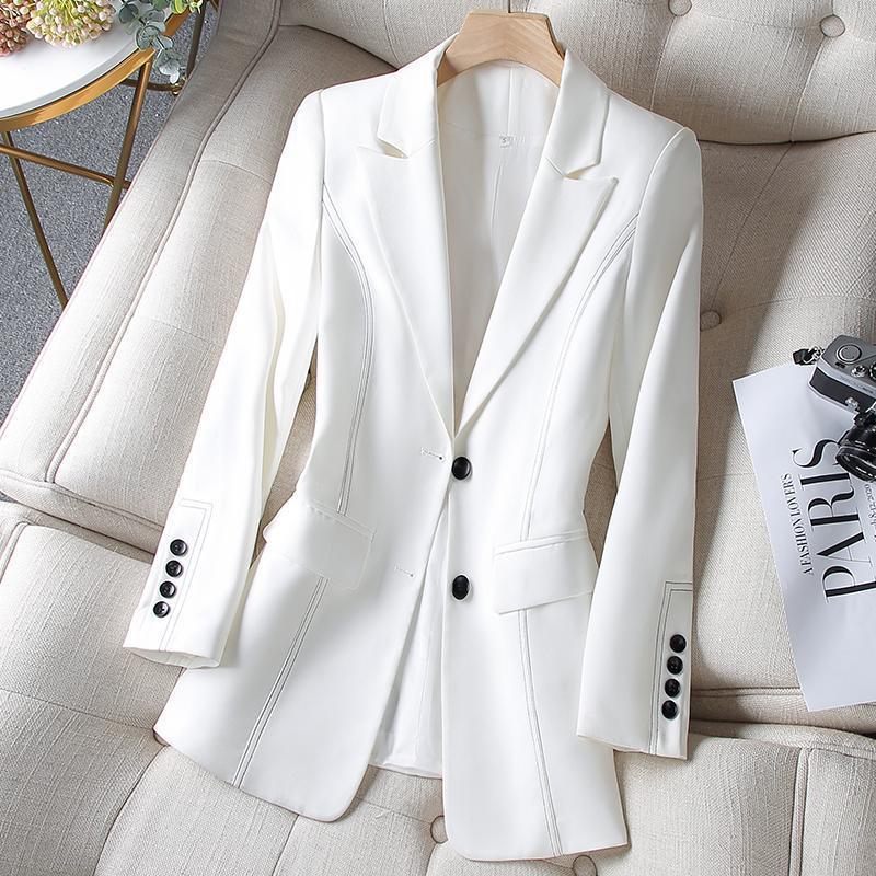Blazer Neri Abito Professionale da Donna Stile Occidentale Abiti OL Top Decorazione Linea a Vista Temperamento Vestibilità Slim Giacca Lineare