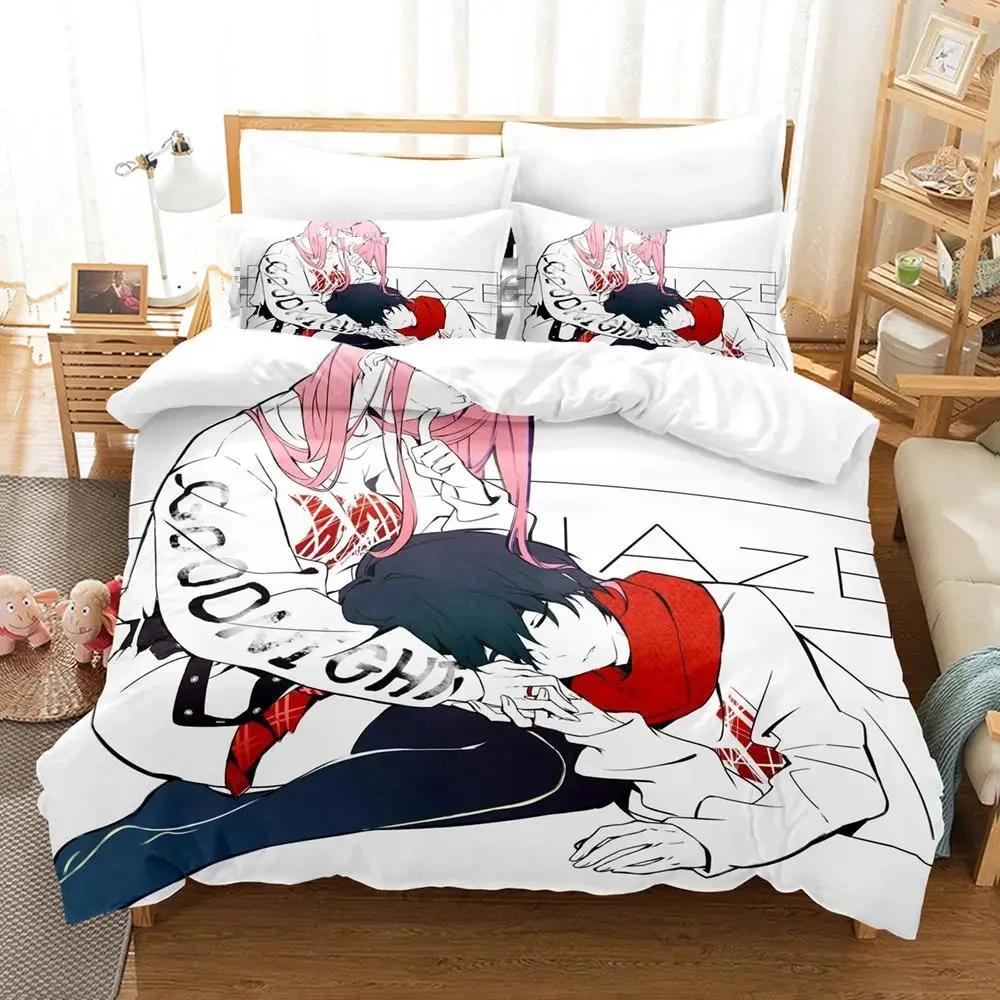 Darling In The Franxx Bedding Set Boys Bedroom Duvet Cover Set 3D Bed Sheet Single Twin Full Queen King Size Duvet Cover Bed Set