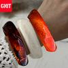 Women's Acrylic Resin Bangle: Milky White and Orange-Brown with Floral Earth Tones