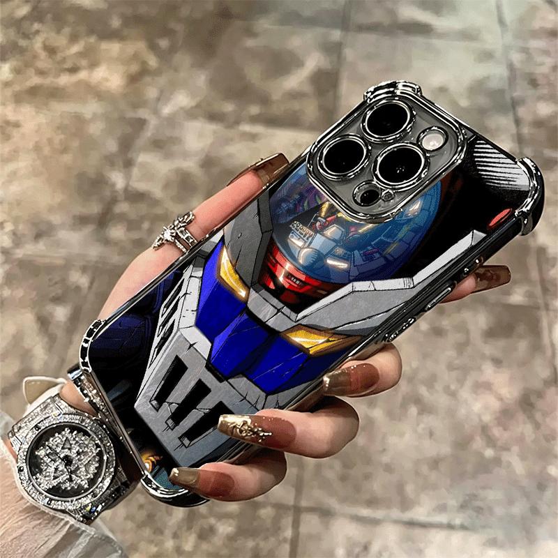 M-Mazinger Z Anime Plating Phone Case For Iphone 16 17 Pro Max Air 16E 14 15 Plus 12 13 Mini Anti-Fall Airabag Cover