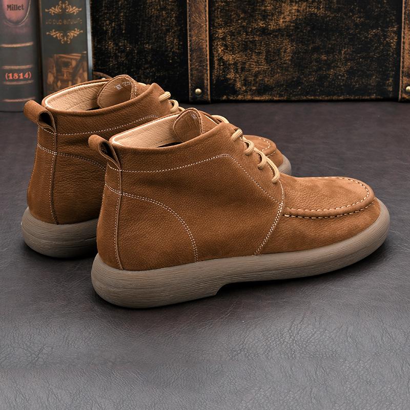 Herren Martin Stiefel 2024 Herbst/Winter Neu Britischer Stil Leicht zu Binden Oberste Schicht Rindsleder Dicke Sohle Lässige Mid-Top Kurze Stiefel