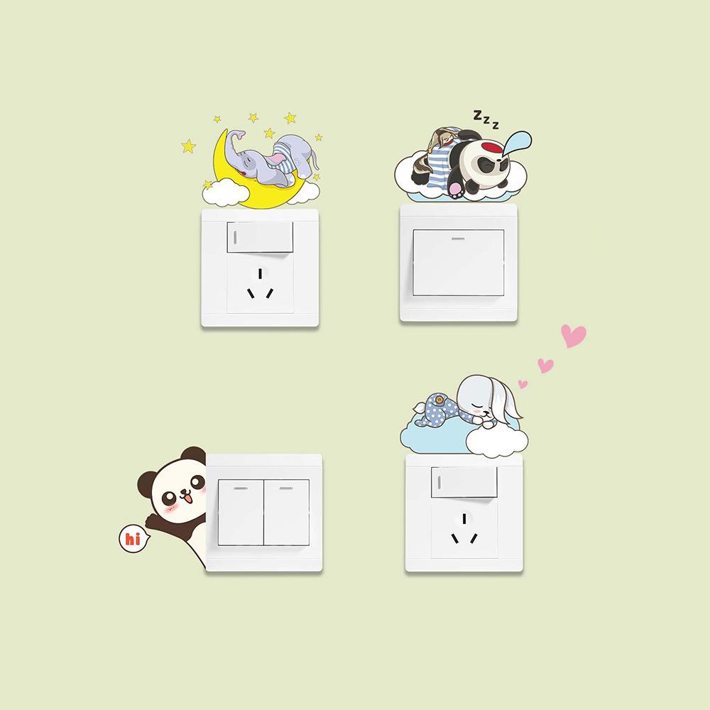 Cartoon Cute Animal Combination Switch Bedroom Living Room Home Decoration Switch Sticker