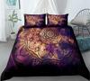 Hand Painting Lion Golden Bedding Set King Queen Double Full Twin Single Size Luxury Soft Bed Linen Set