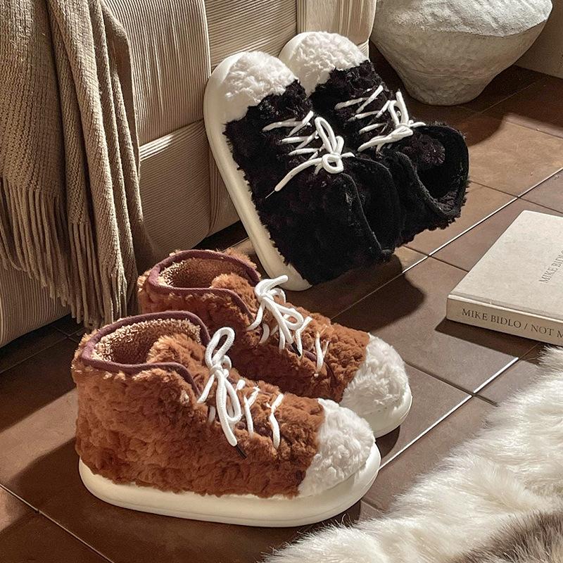 Fashion Home Fuzzy Slipper Snow Boot Women Winter Warm Fur Plush Indoor Lazy Female Thermal Furry House Shoe Platform Flat Flip Flop
