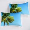 Blue Sky Green Coconut Tree Three-Piece Quilt Cover Digital Printing Bedding Set Bed Cover