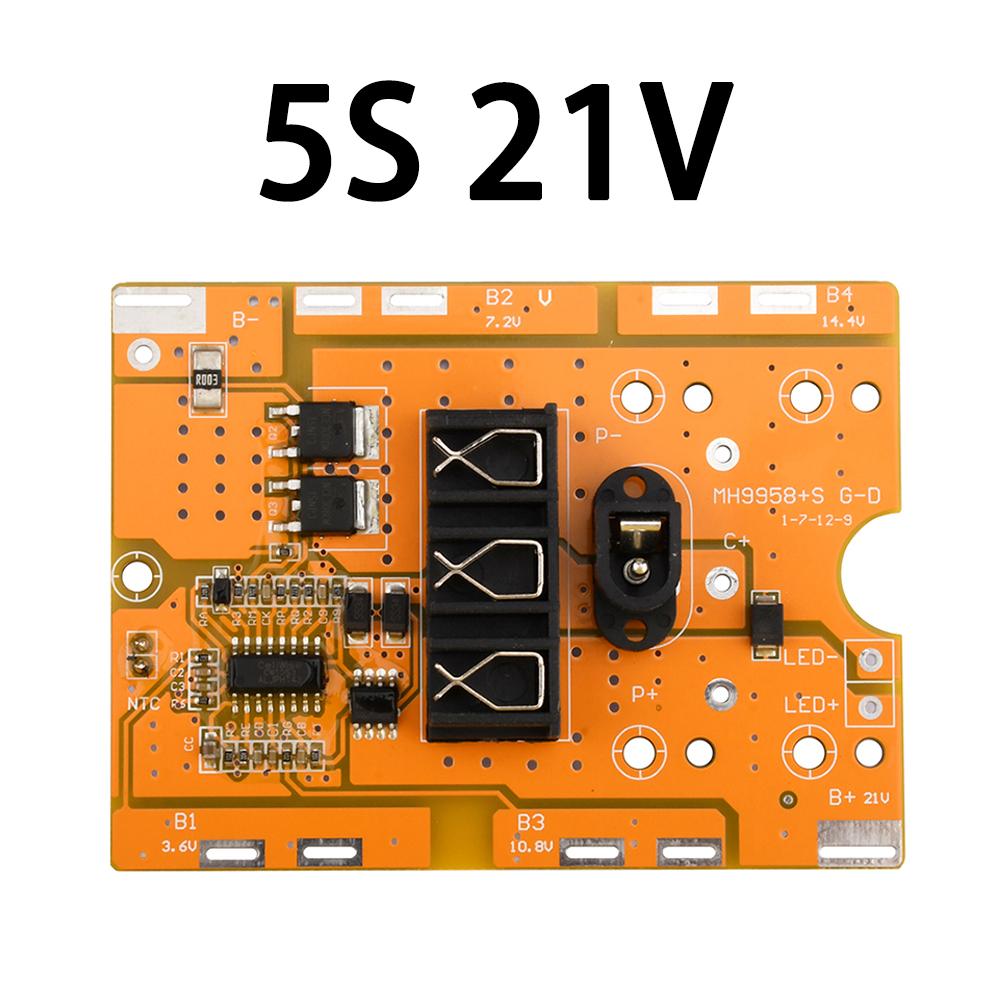 BMS 5S 20A 21V 18650 Li-ion Battery Charge Board NTC Temperature Protection with DC Plug 5S BMS PCM For Electric Tools