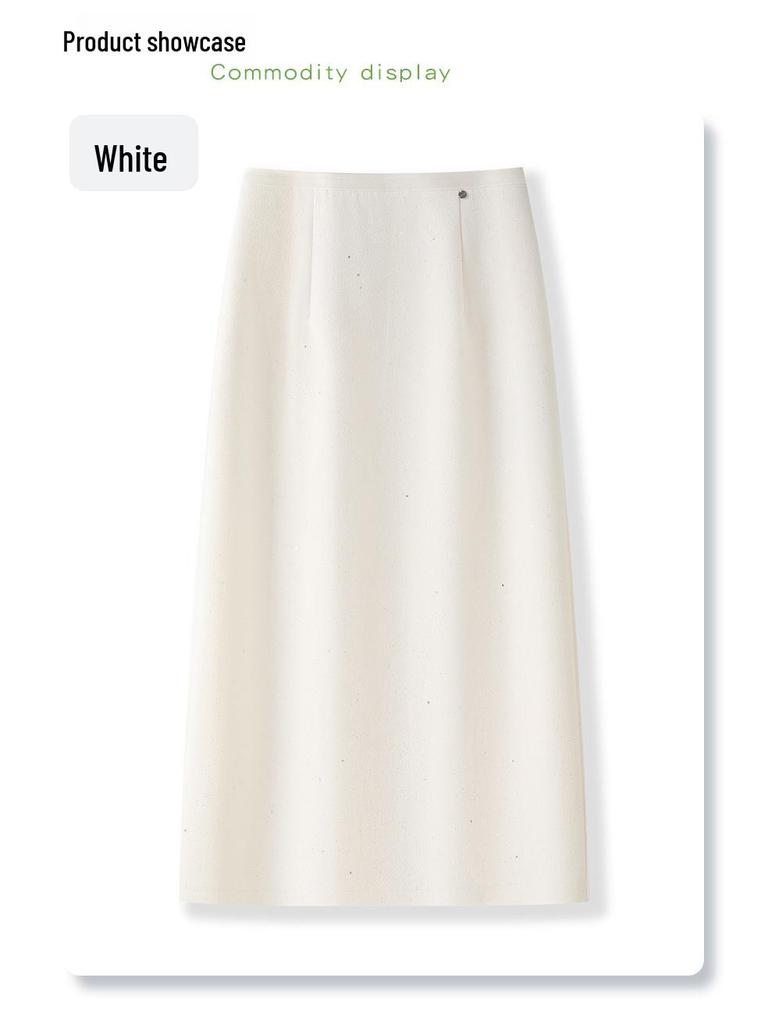 2025 New Spring High-Waisted Gray Sequin Midi Pencil Skirt for Women