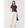 JUZUI Women's Oblique Hem Round Neck Short Sleeve Top