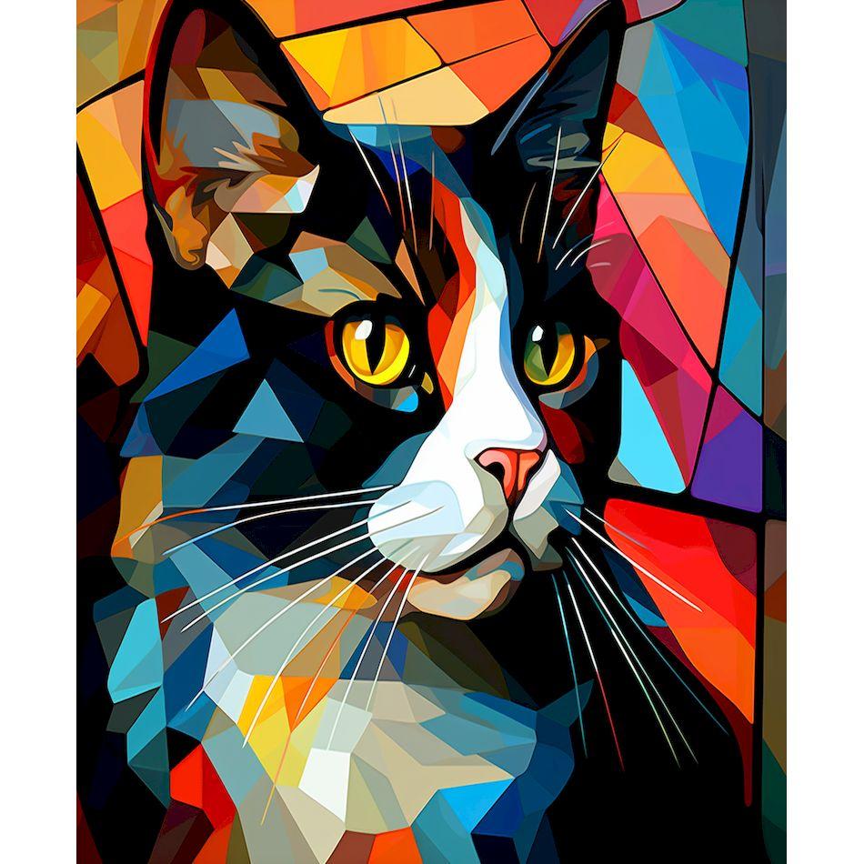 CHENISTORY Paint By Numbers Colorful Cat Animal Acrylic Drawing Canvas Wall Art Oil Painting By Numbers DIY Home Decoration