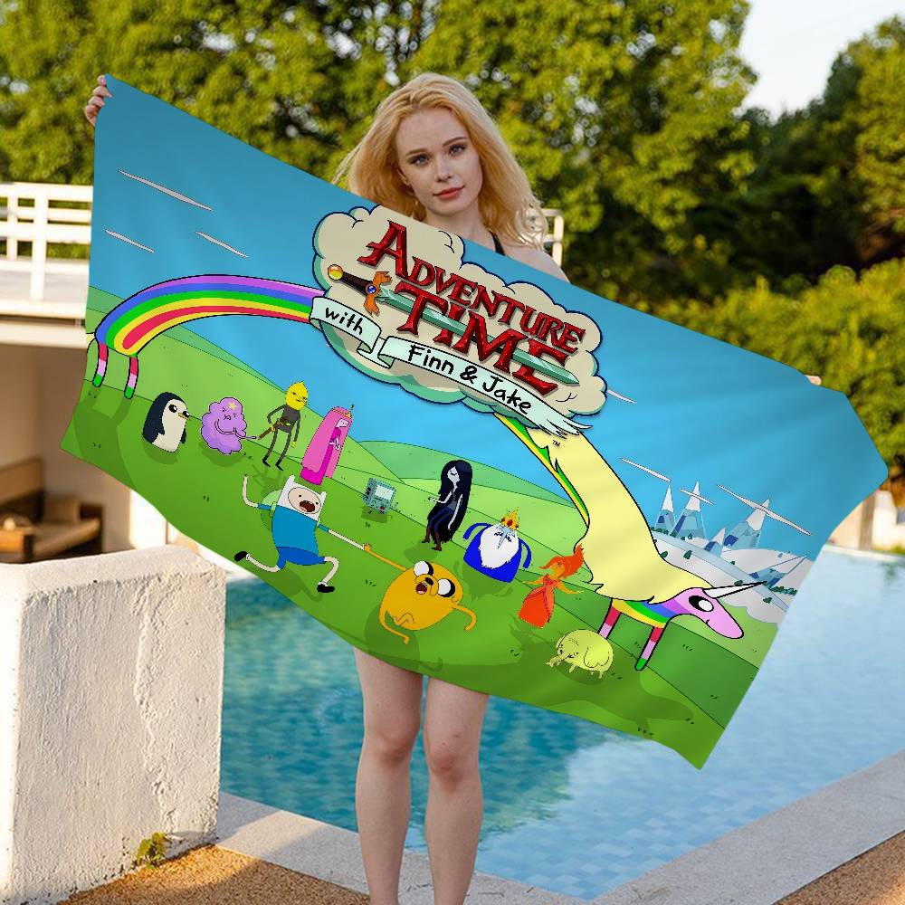 A-Adventure Time Microfiber Blanket Quick Drying Beach Towels Oversized Printing Super Absorbent Pool Towel Blanket